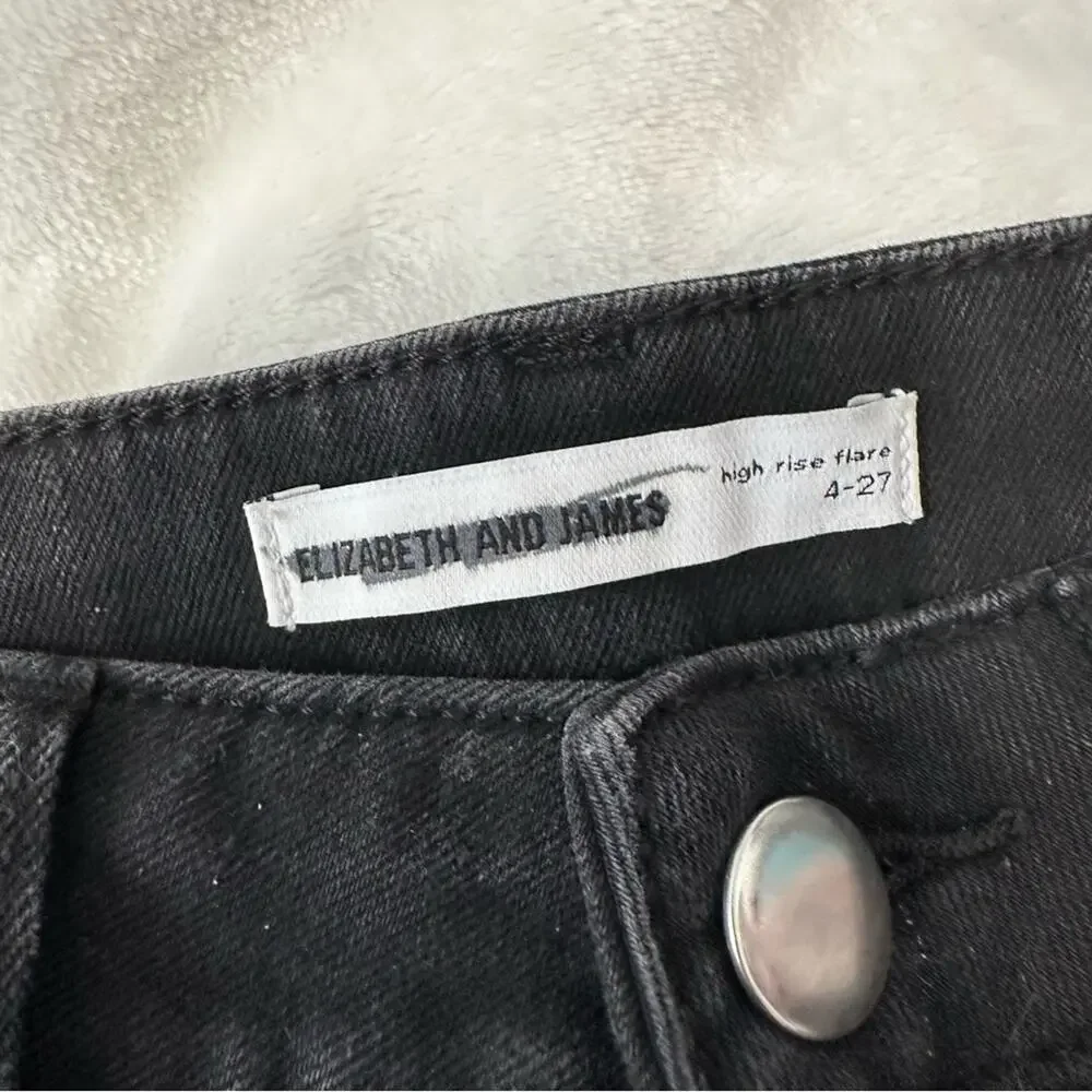 Elizabeth & James high rise flare jeans black denim size 4 27
